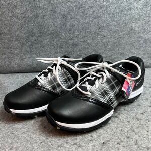 Nike Air Embellishe Golf Shoes Womens Black Plaid Leather Spiked Sneakers Size 9
